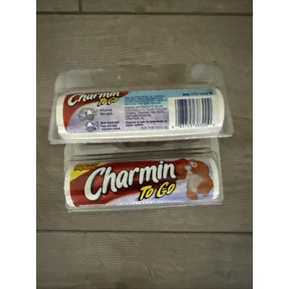 2 Vtg Charmin To‎ Go Toilet Paper 1-Ply Bath Tissue 55 Sheets Pull out Dispenser